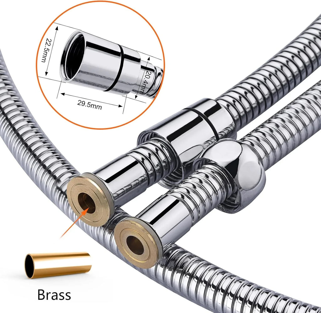 1/2" 1.5m Stainless Steel Shower Hose – Anti - Kink, Leak - Resistant, Durable, Chrome/Silver Universal Fit - THEONESHOWER