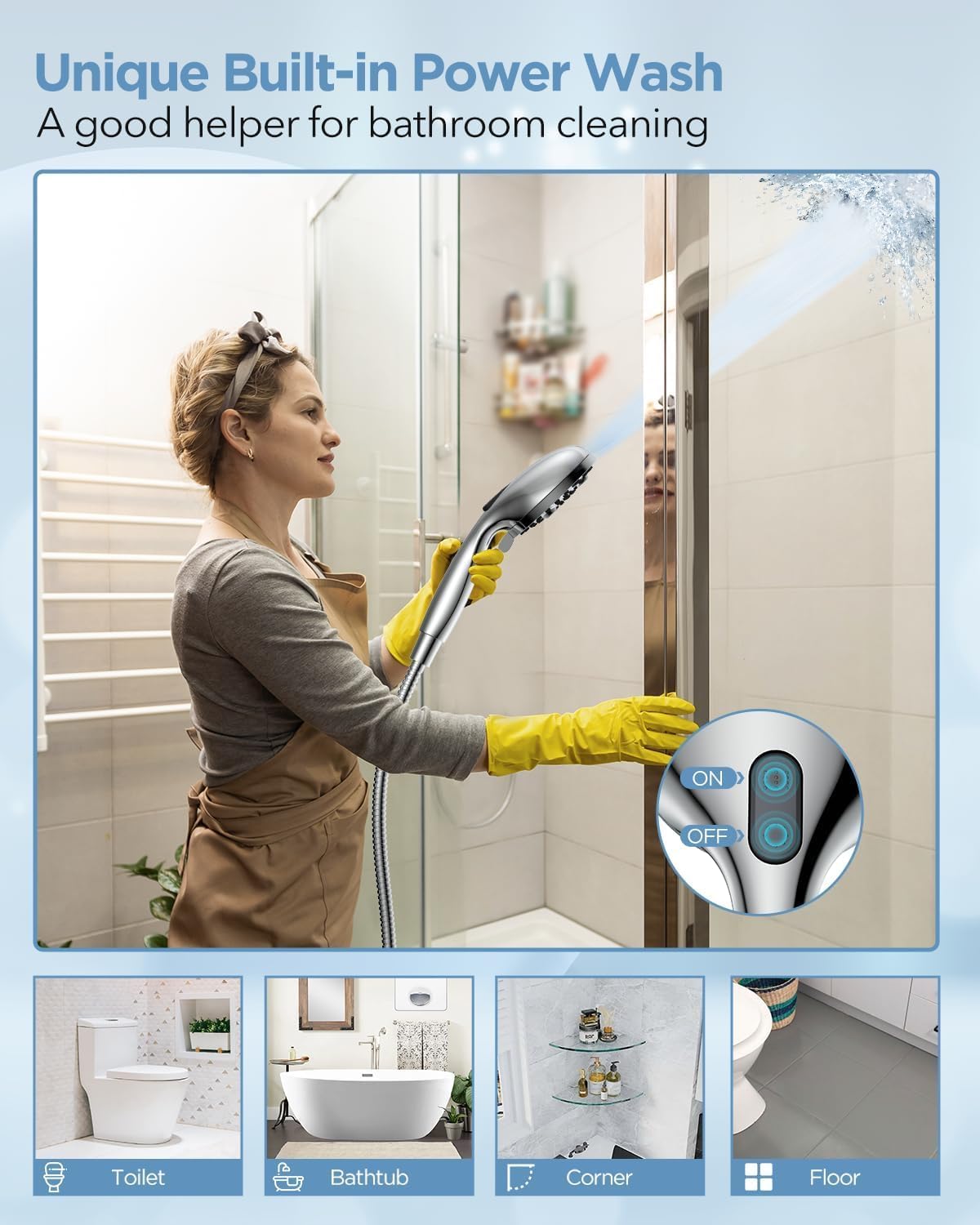 Dual Shower Head Combo 8 Inch Rainfall Handheld