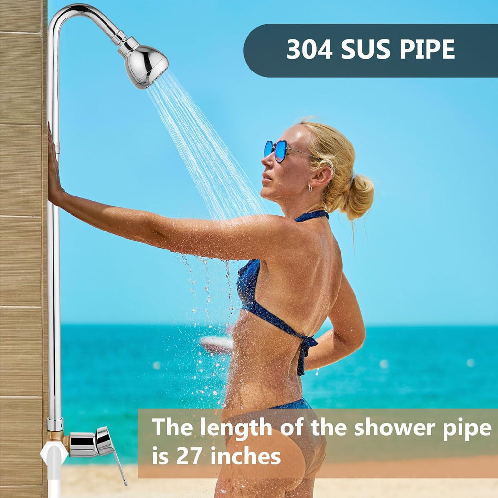 Polished Chrome Outdoor Shower Kit Single Handle