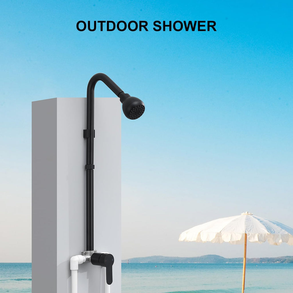 Matte Black Outdoor Shower in Backyard Poolside Yard