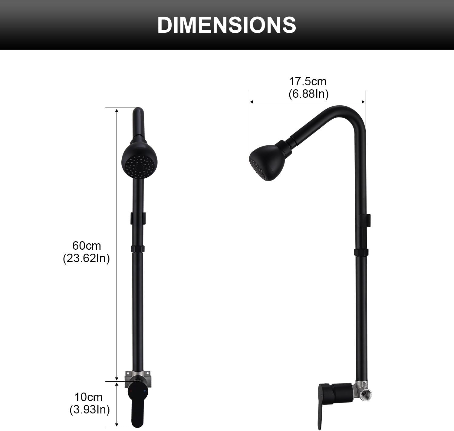 Matte Black Outdoor Shower System with High Pressure Head