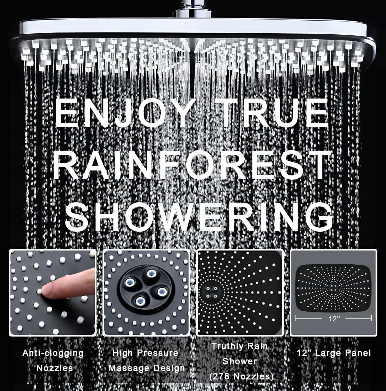 12 Inch Rainfall Shower Head with Handheld