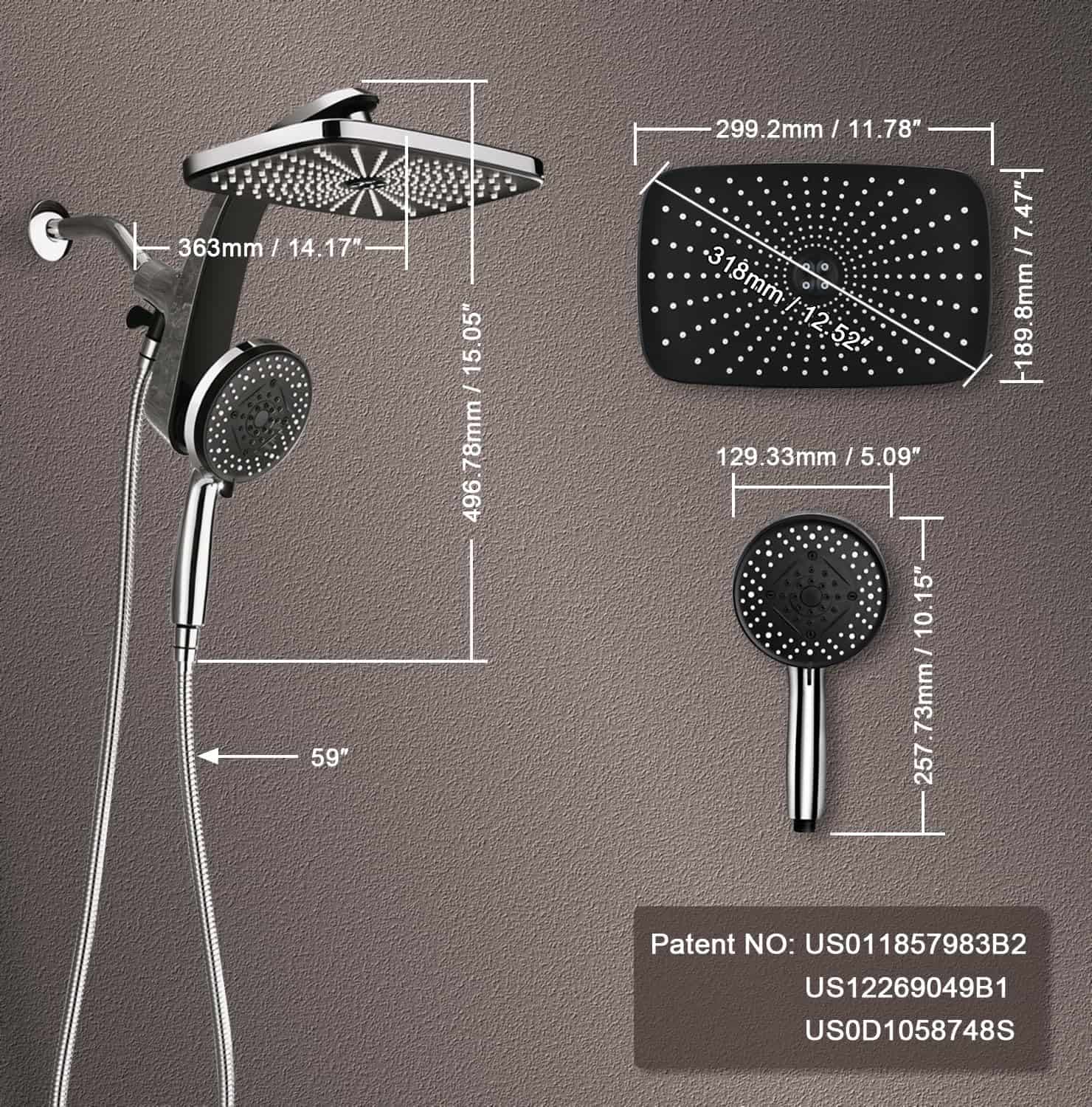12 Inch Rainfall Shower Head with Handheld