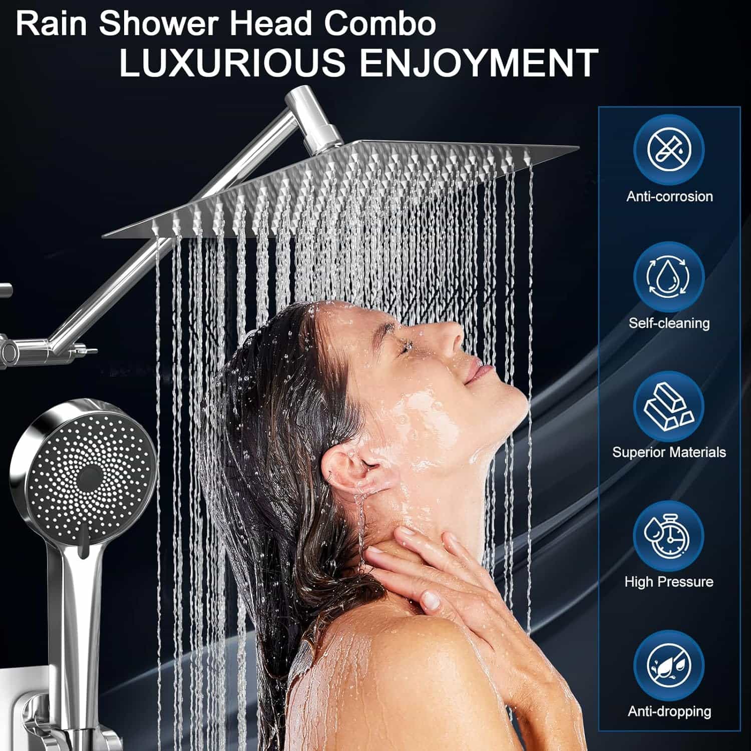 10 Inch Rainfall Shower Head with Handheld Combo