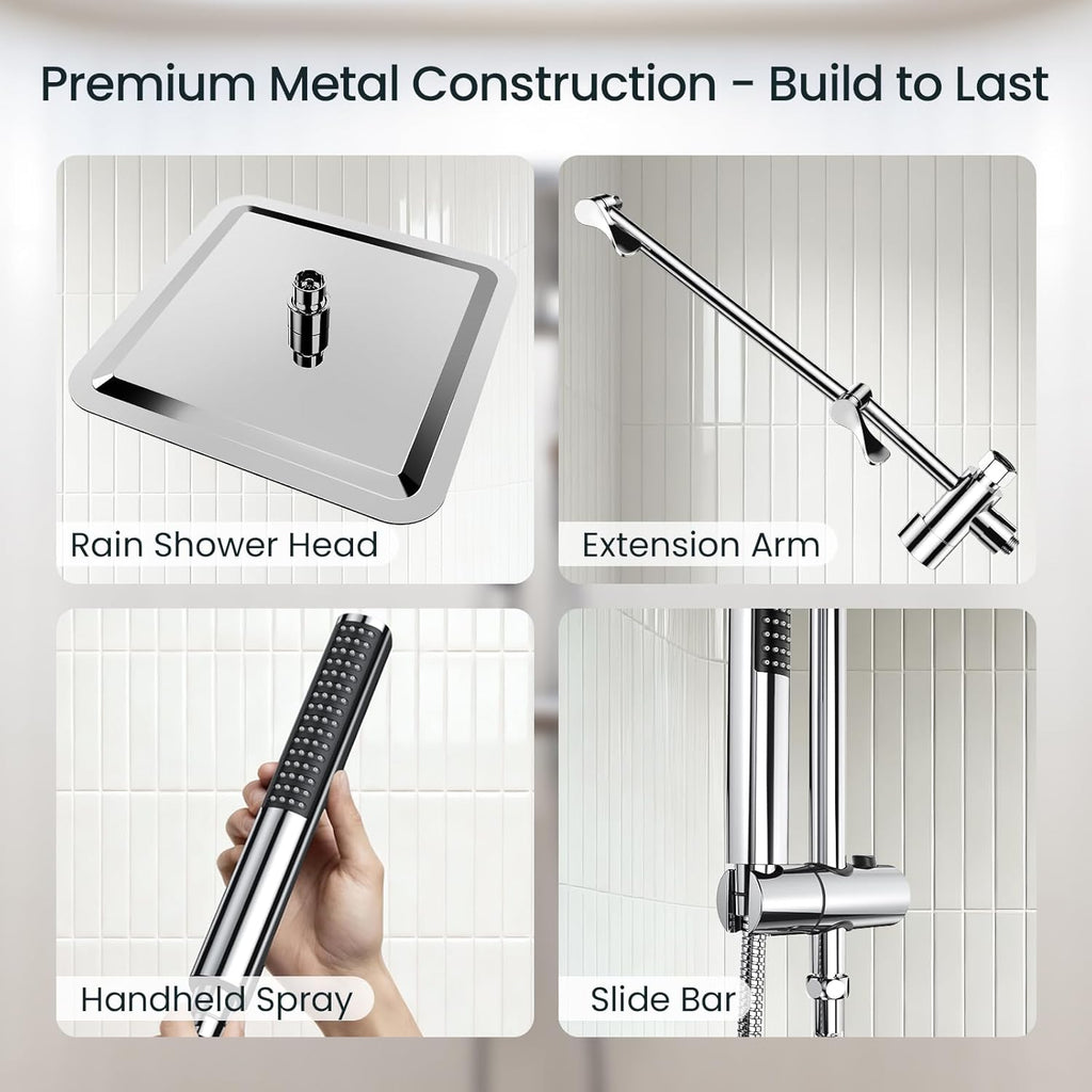 10 Inch All Metal Rainfall Shower Head Combo