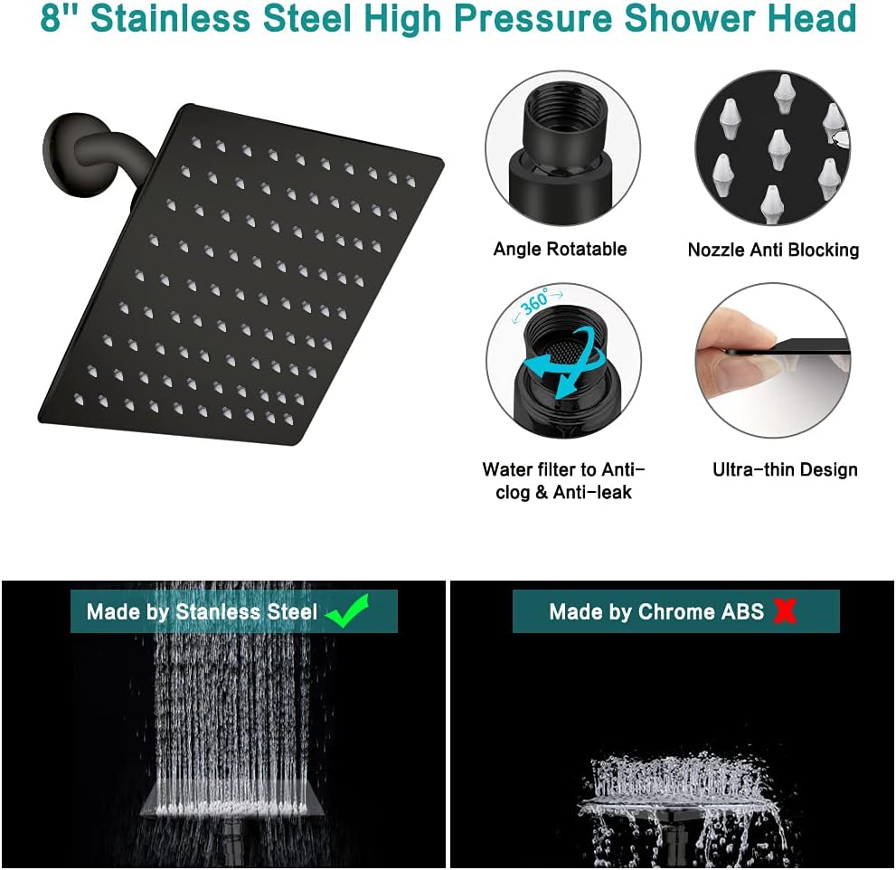 8 Inch Rainfall Shower Head Combo