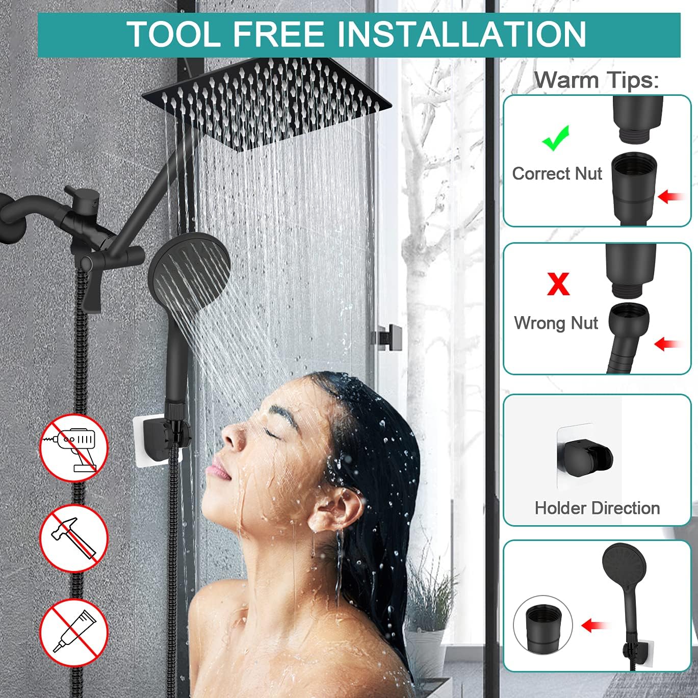 8 Inch Rainfall Shower Head Combo