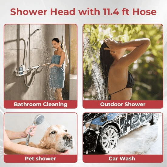 Hand Held Showerhead with 11.48 FT Garden Hose - THEONESHOWER