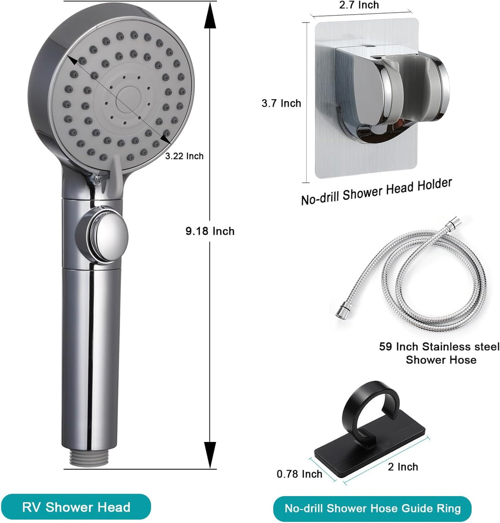 Handheld 5 - Spray Shower Head with Switch – High - Pressure & Water - Saving for Camper & RV - THEONESHOWER