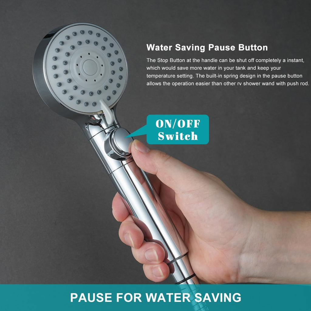 Handheld 5 - Spray Shower Head with Switch – High - Pressure & Water - Saving for Camper & RV - THEONESHOWER