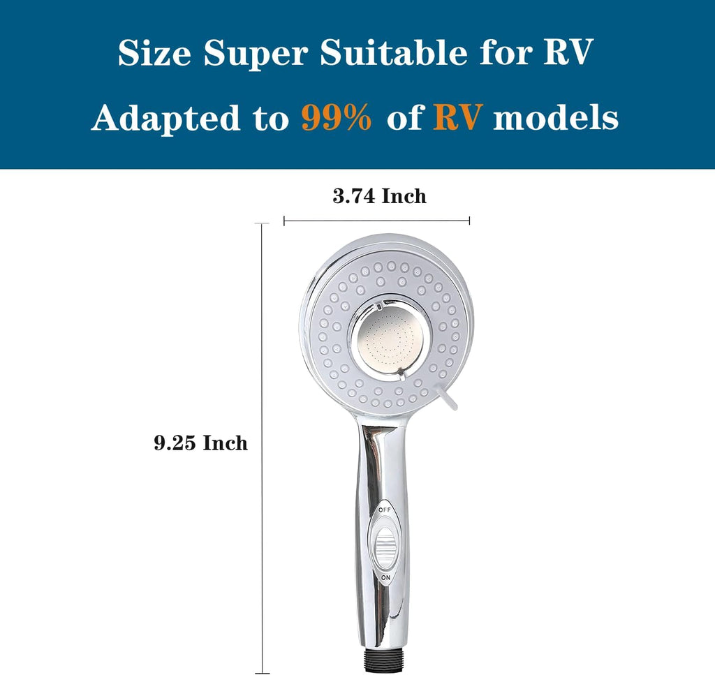 Handheld Shower Head – 5 Sprays with On/Off Switch, 60 - Inch Hose & Stand - THEONESHOWER