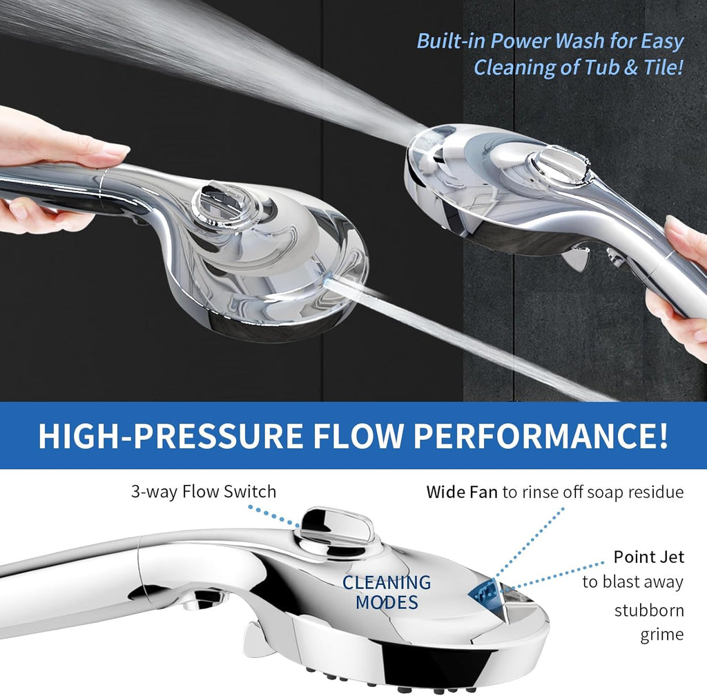 High - Pressure 10 - Mode Shower Head with Hose and Holder – Perfect for Home & RV Use - THEONESHOWER