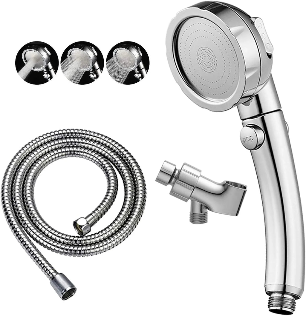 High Pressure Camper Shower Head with Hose – Handheld 3 Spray Settings, ON/OFF Pause Switch, Removable Shower Wand with Adjustable Bracket - THEONESHOWER