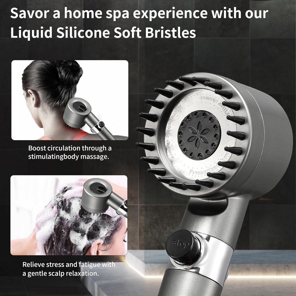 High Pressure Handheld Filter Shower Head with On/Off Switch and 5 FT Hose for RVs, Campers, Motorhomes - THEONESHOWER
