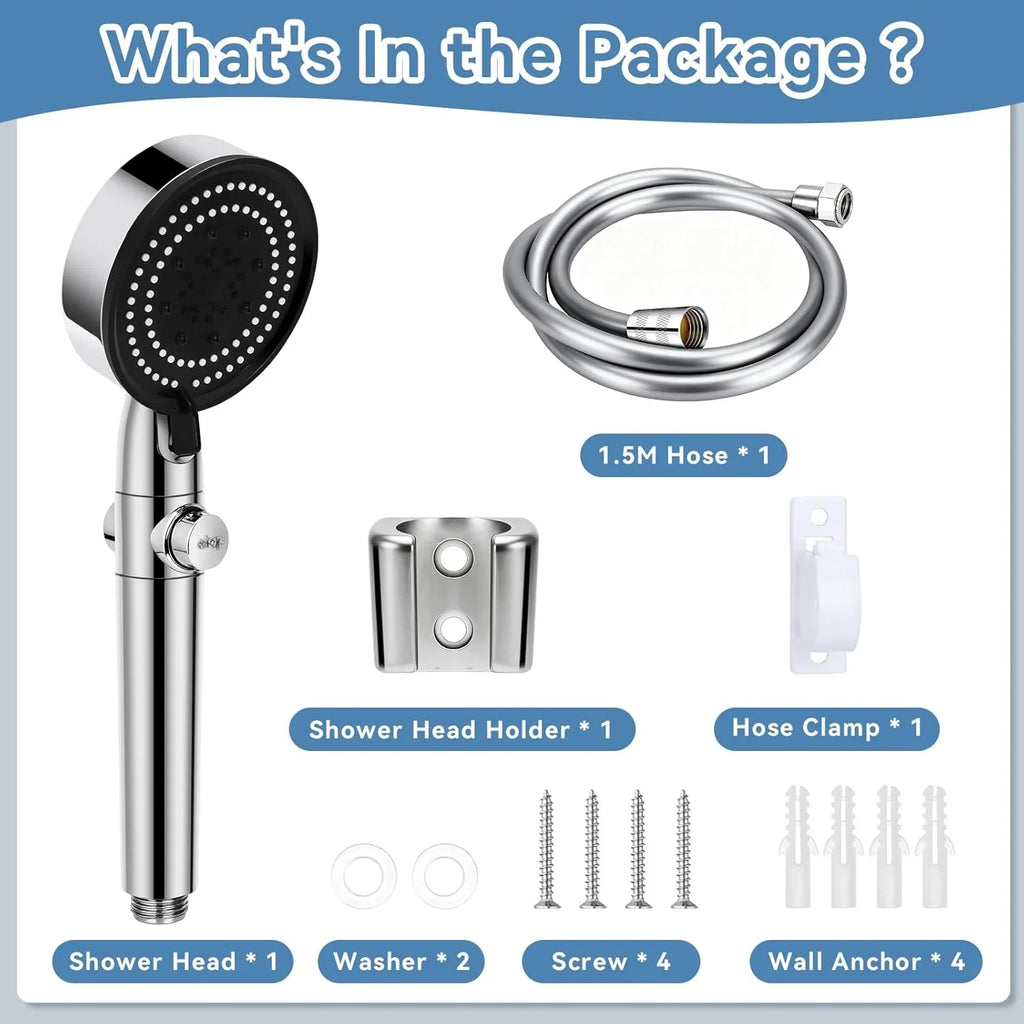 High Pressure Handheld RV Shower Head with Hose – 5+1 Spray Modes, Water Saving & On/Off Switch - THEONESHOWER