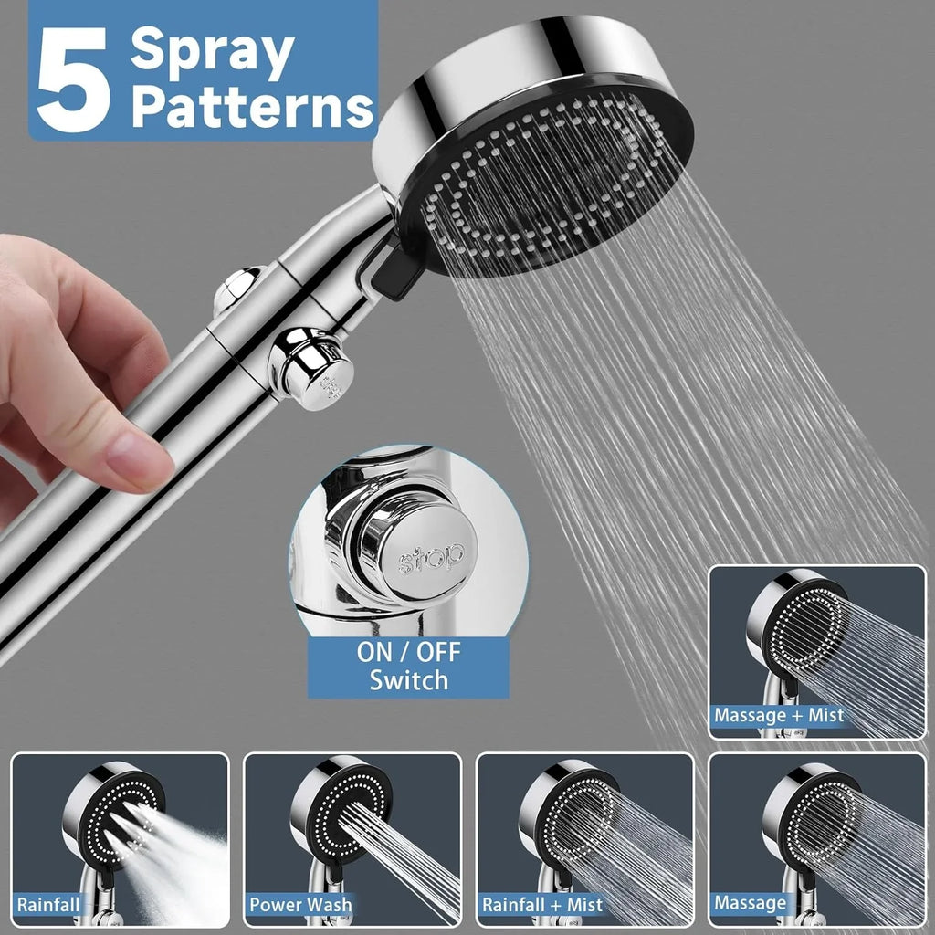 High Pressure Handheld RV Shower Head with Hose – 5+1 Spray Modes, Water Saving & On/Off Switch - THEONESHOWER