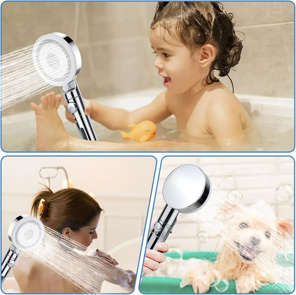 High Pressure Handheld Shower Head with Filter and 2M Hose – 5 Spray Modes, Water Saving, Pause Switch, Universal Adjustable Shower for Home & RV - THEONESHOWER