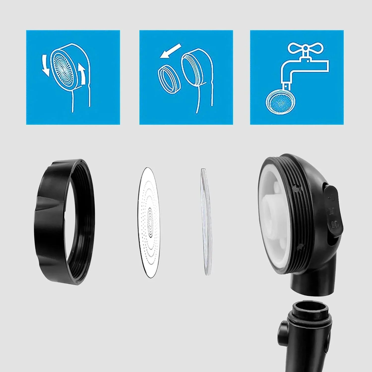 High Pressure Handheld Shower Head with Hose – 3 Spray Modes, ON/OFF Pause Switch, Adjustable Bracket, Removable RV & Camper Shower Wand - THEONESHOWER