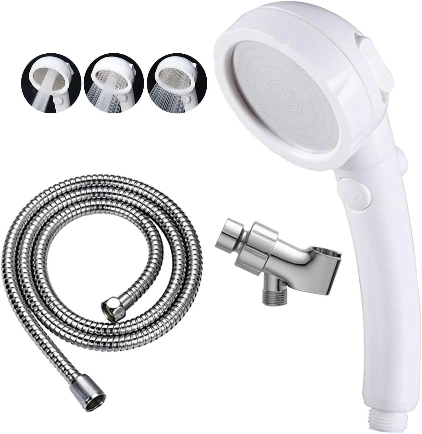High Pressure Handheld Shower Head with Hose – 3 Spray Modes, ON/OFF Pause Switch, Adjustable Bracket, Removable RV & Camper Shower Wand - THEONESHOWER