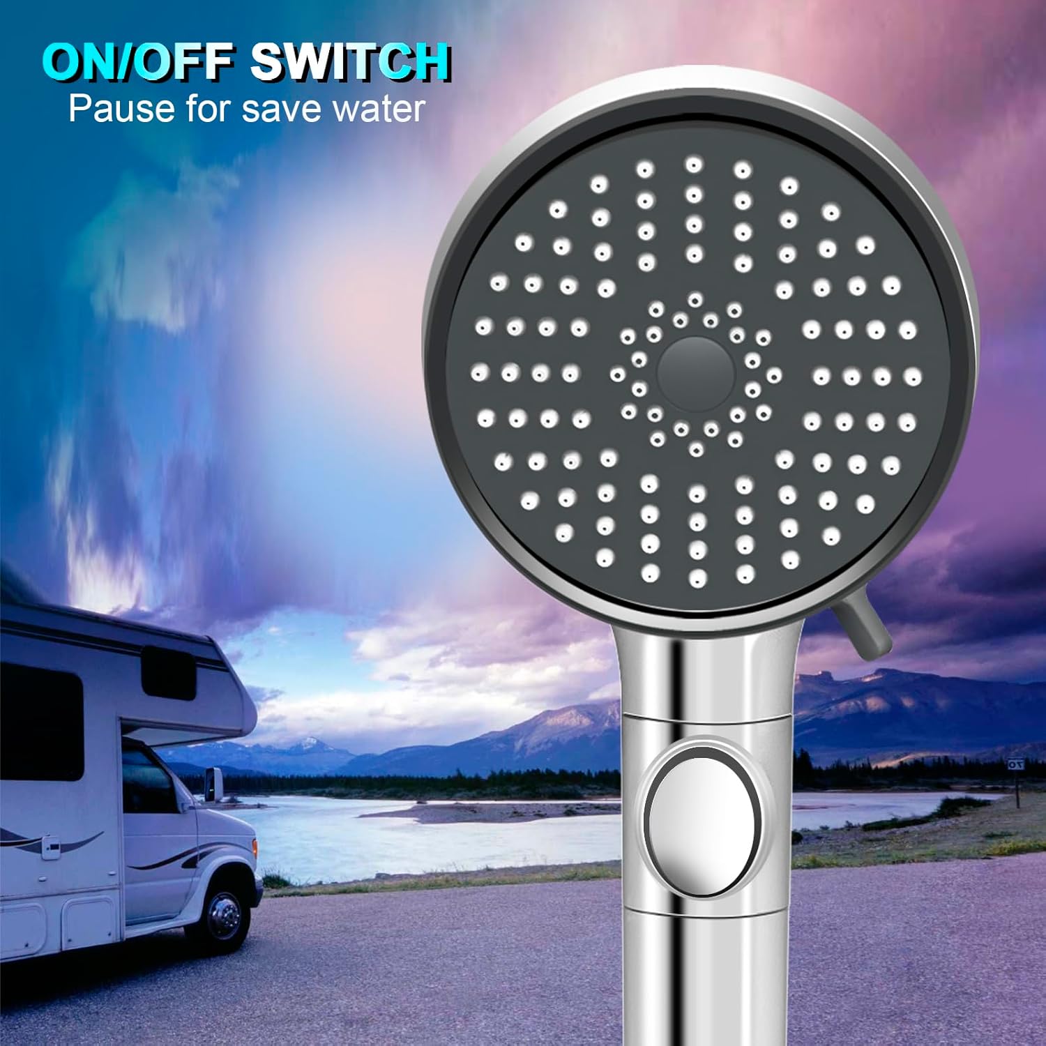 High - Pressure RV Shower Head with Hose – Handheld for RVs, Campers & Trailers - THEONESHOWER