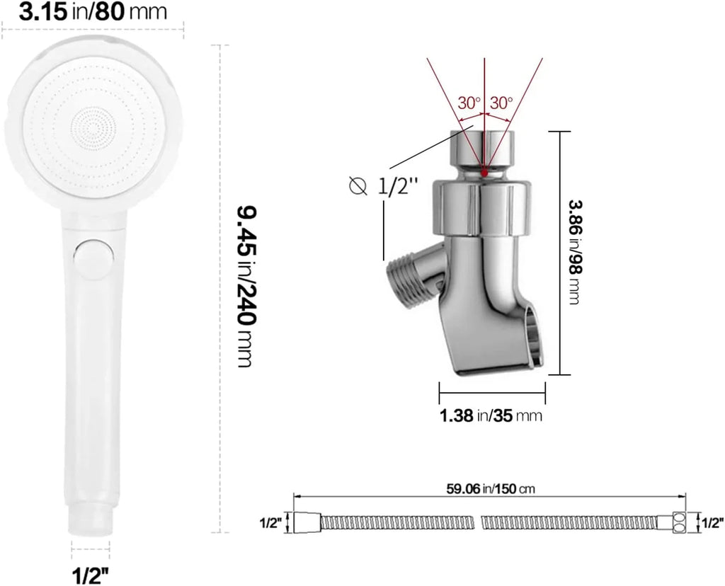 Portable Handheld Shower Head for Camper – High Pressure, 3 Spray Modes, ON/OFF Pause Switch, Removable Wand with Adjustable Bracket - THEONESHOWER