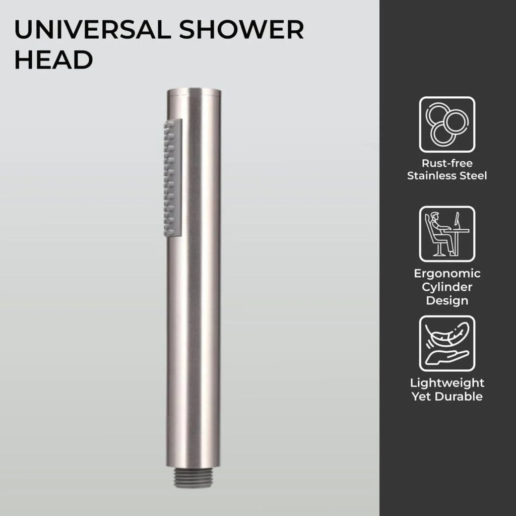 Replacement Universal Handheld Shower Head – High Pressure Stainless Steel Pencil Showerhead, Screw - On Attachment, Handheld Micro Shower Wand - THEONESHOWER