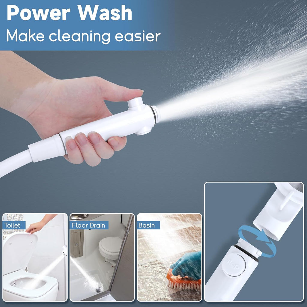 RV Shower Head with Hose, 5+1 Spray Modes, Water Saving, On/Off Switch - THEONESHOWER