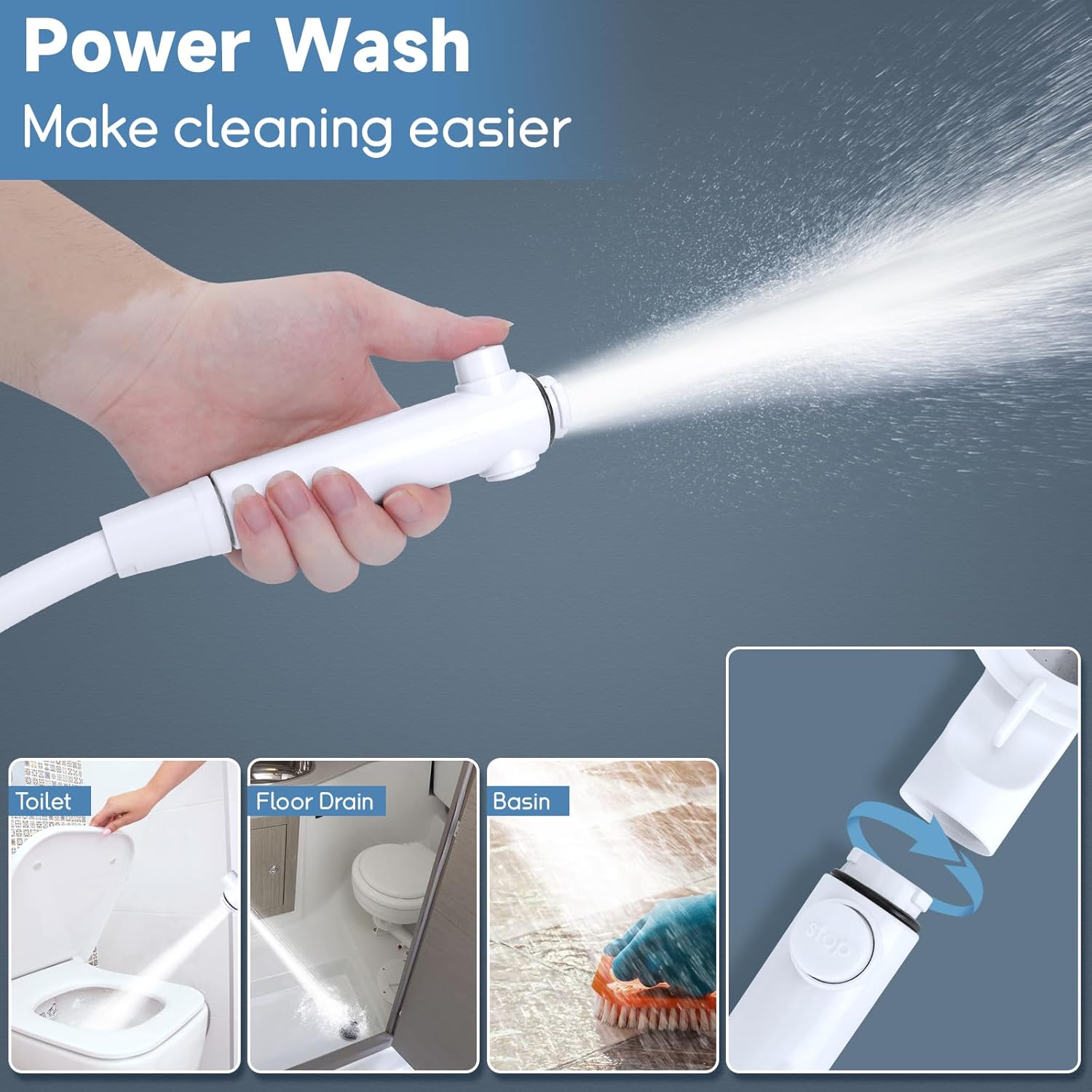 RV Shower Head with Hose, 5+1 Spray Modes, Water Saving, On/Off Switch - THEONESHOWER
