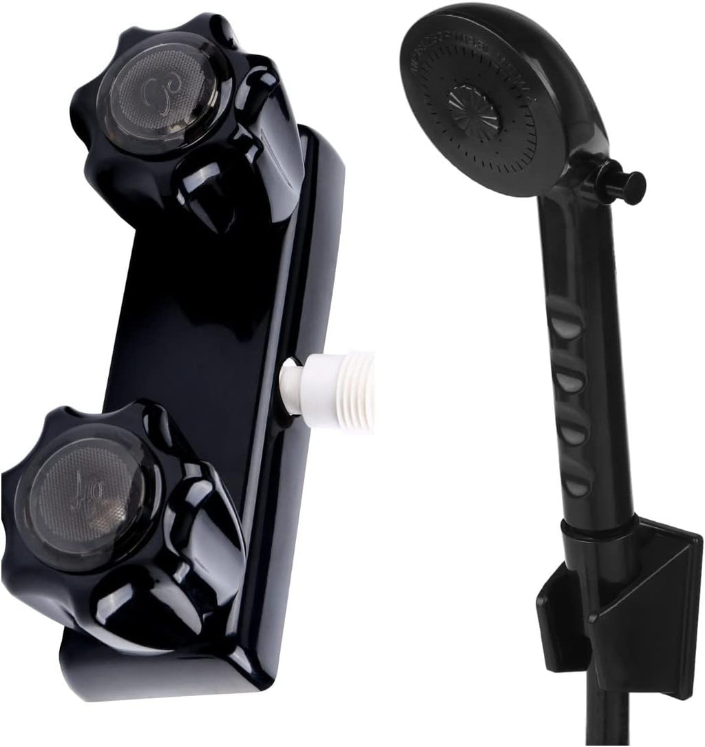 Black RV shower kit with handheld head 