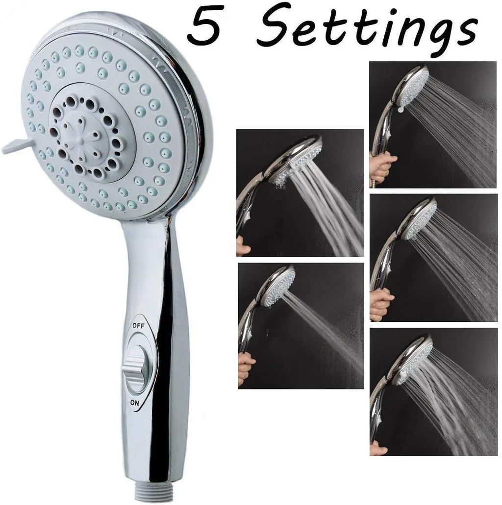 Switch - Activated Pressure - Boosting Handheld Showerhead with 5 Spray Settings 6.5 - Foot Extra - long Hose High - Pressure Shower Kit with Bathroom Tap Set Universal Adapter Bracket - THEONESHOWER